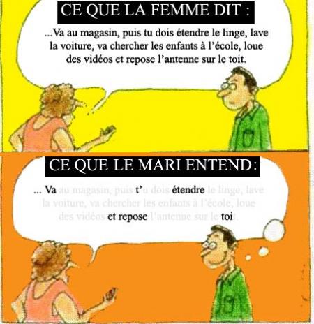 Ce que femme dit ; ce que Mr entend !!
